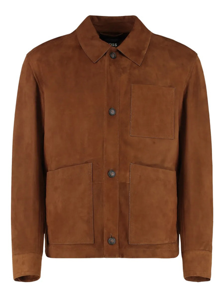  Boss Buttoned Suede-leather Jacket - Brown 
