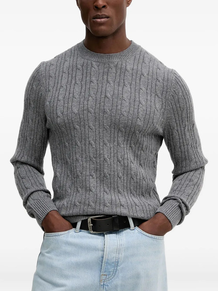  Boss Cable-knit Crew-neck Sweater - Grey 