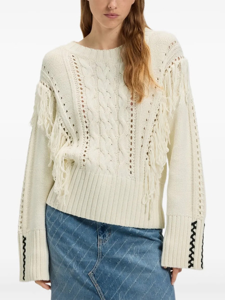  Boss Cable-knit Fringe Sweater - Neutrals 