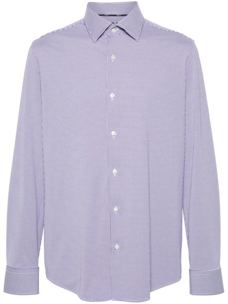  Boss Check-pattern Long Sleeve Shirt - Blue 