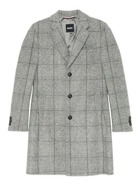 Boss Checked Buttoned Coat - Grey 