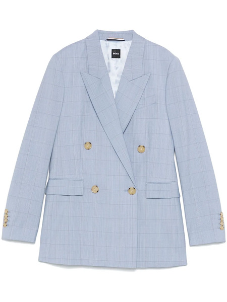  Boss Checked Wool Blazer - Blue 