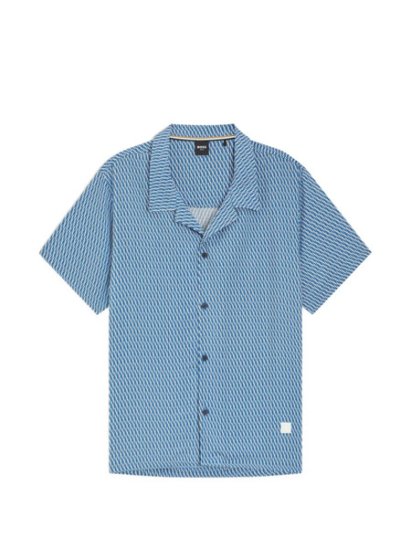  Boss Diamond-pattern Short-sleeve Shirt - Blue 