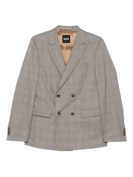  Boss Double-breasted Checked Suit - Neutrals 