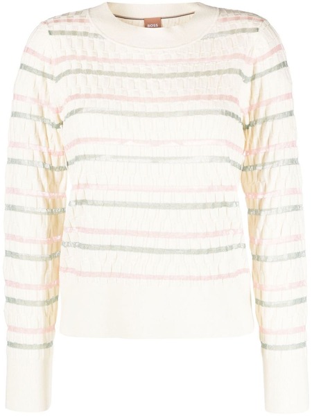  Boss Double-striped Knitted Sweater - White 