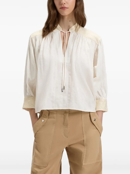  Boss Embroidered Cotton Blouse - Neutrals 