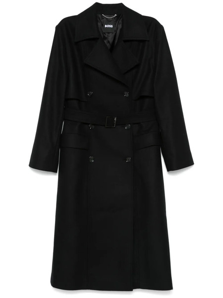  Boss Felted Trench Coat - Black 