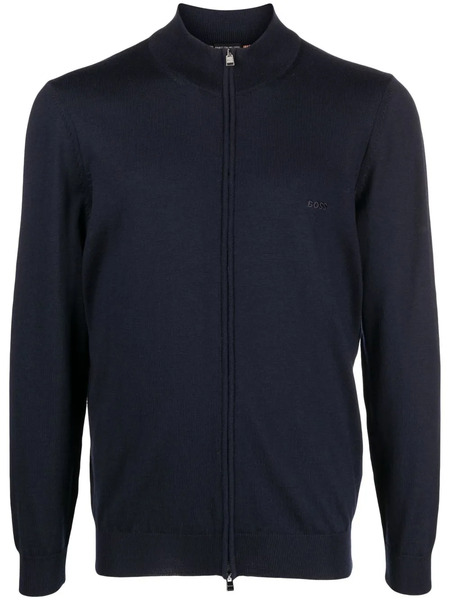 Boss Fine-knit Zip-up Cardigan - Blue 