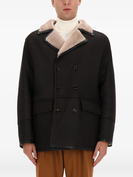  Boss Fur Collar Double-breasted Jacket - Brown 