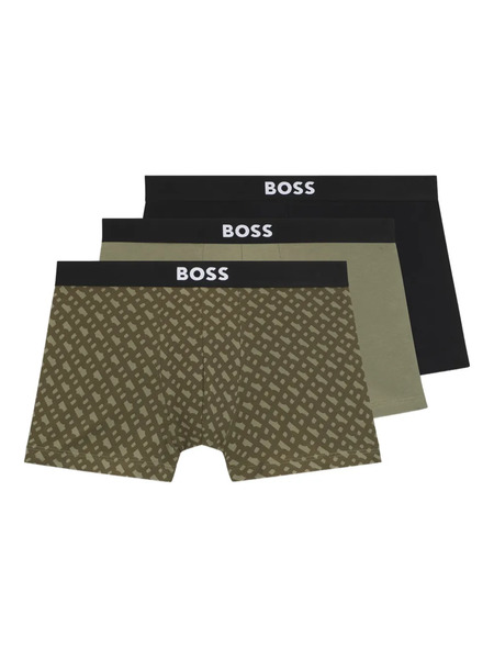  Boss Geometric-pattern Boxer Shorts (pack Of Three) - Green 