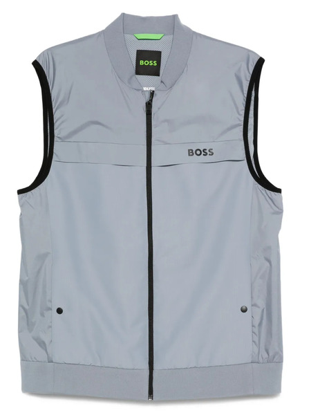  Boss Gridlyte Zip-front Sleeveless Gilet - Grey 