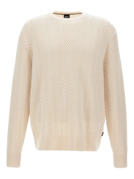  Boss Herringbone Crew-neck Sweater - Neutrals 