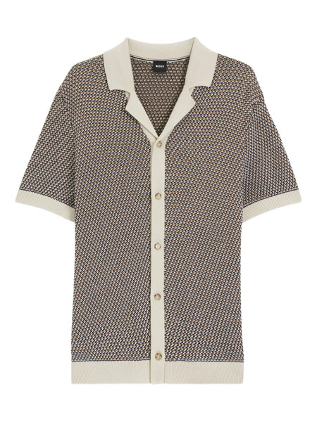  Boss Houndstooth Knitted Shirt - Neutrals 