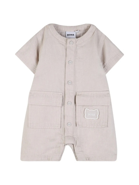  Boss Kidswear Buttoned Pocket Playsuit - Neutrals 