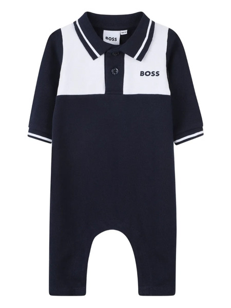 Boss Kidswear Contrast-panel Short-sleeve Romper - Blue 