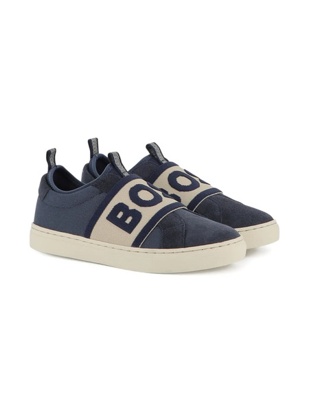  Boss Kidswear Elasticated Logo-strap Sneakers - Blue 
