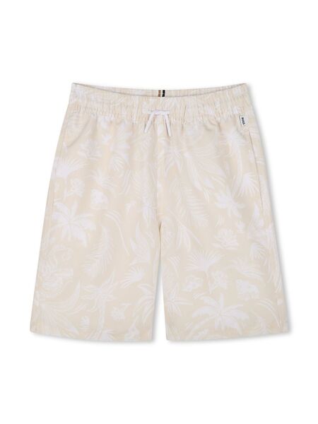  Boss Kidswear Leaf-print Swim Shorts - Neutrals 