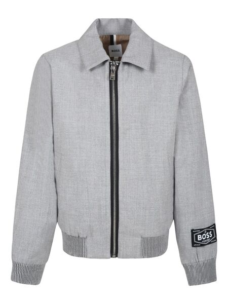 Boss Kidswear Logo-patch Bomber Jacket - Grey 