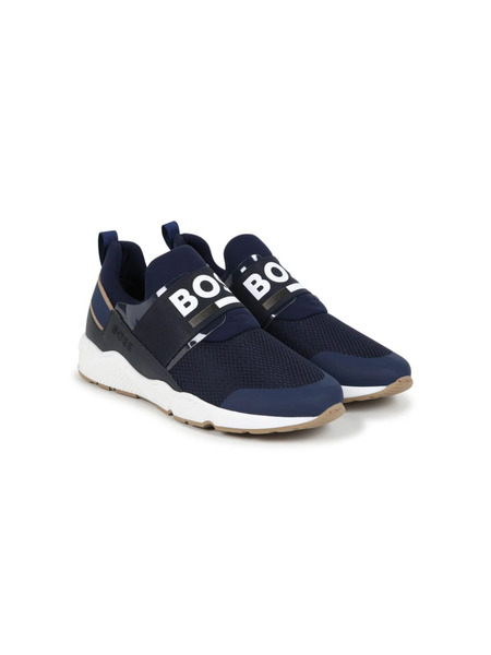  Boss Kidswear Logo-strap Mesh Sneakers - Blue 
