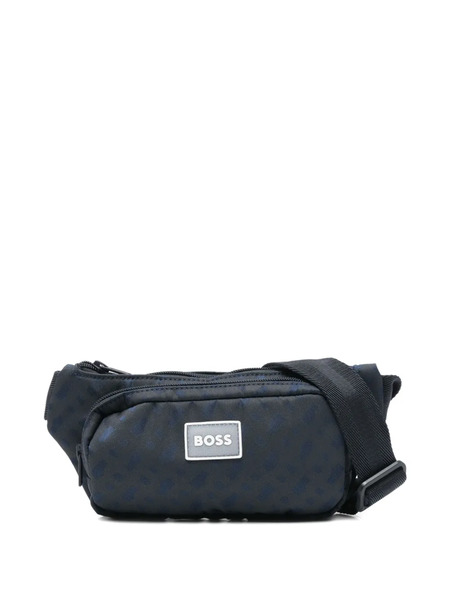  Boss Kidswear Monogram-pattern Belt Bag - Blue 