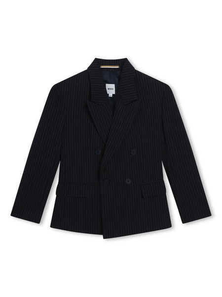  Boss Kidswear Pinstripe-pattern Double-breasted Blazer - Blue 