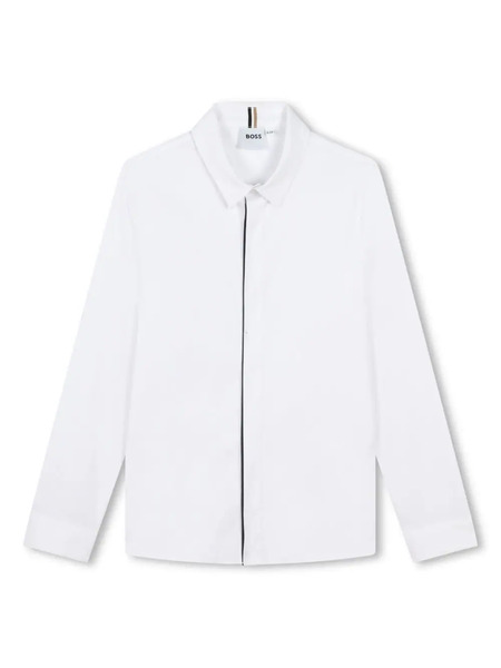  Boss Kidswear Poplin-texture Button-up Shirt - White 