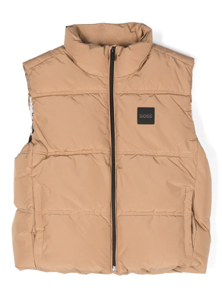  Boss Kidswear Rubberised-logo Gilet - Neutrals 