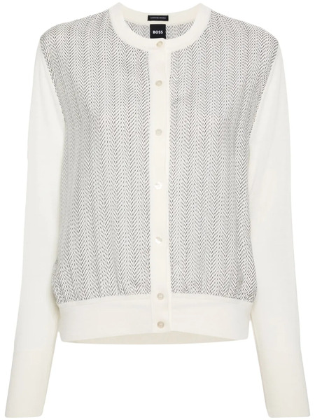  Boss Knitted-edge Panelled Jacket - White 