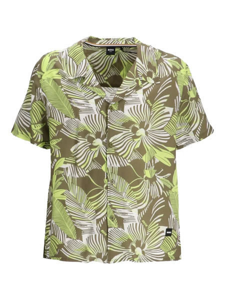  Boss Leaf-print Short-sleeve Shirt - Green 
