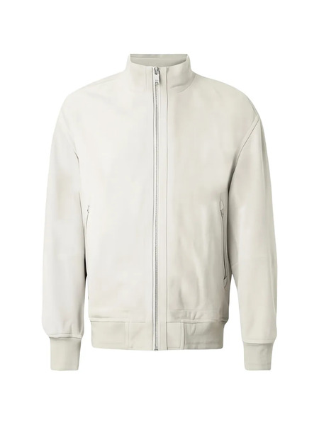  Boss Leather Bomber Jacket - Neutrals 