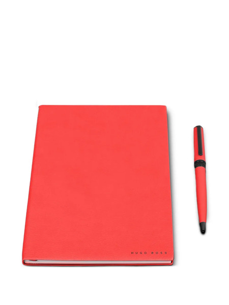  Boss Leather Notebook And Pen Set - Red 