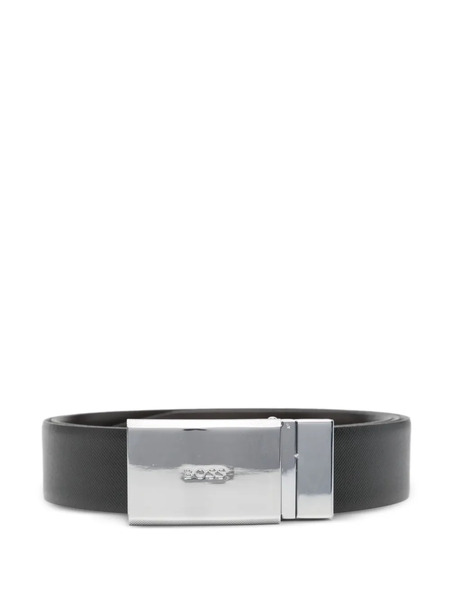  Boss Leather Silver-buckle Belt - 002 Black 