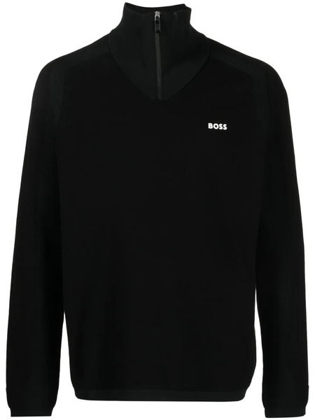  Boss Logo-appliqué Half-zip Jumper - Black 