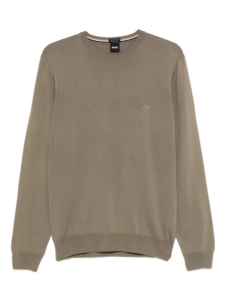  Boss Logo-embroidered Crew-neck Sweater - Brown 