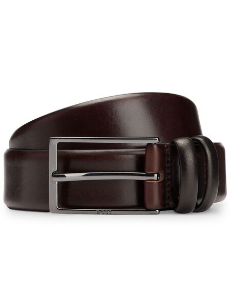  Boss Logo-engraved Leather Belt - Brown 