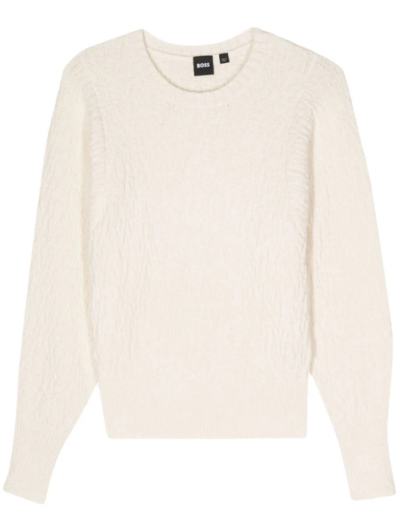  Boss Logo-lettering Chunky-knit Jumper - Neutrals 