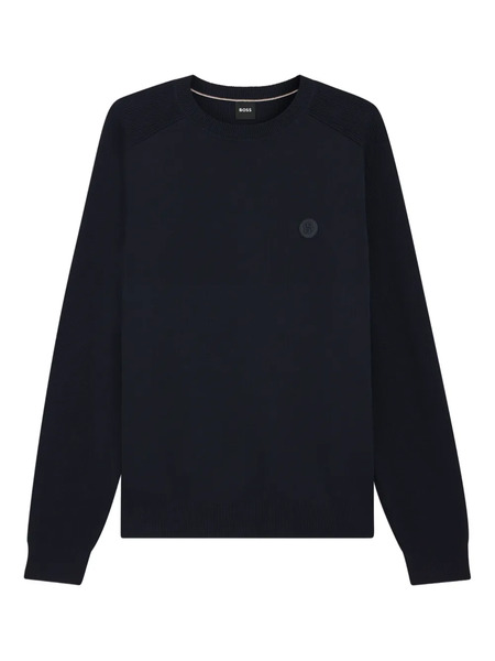  Boss Logo-patch Cotton Sweater - Blue 