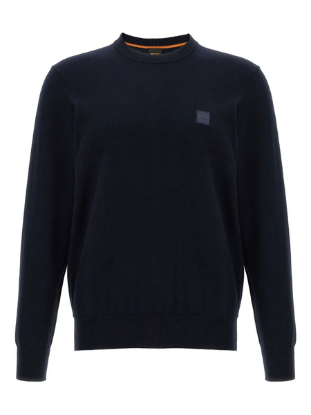  Boss Logo-patch Crew-neck Sweater - Blue 
