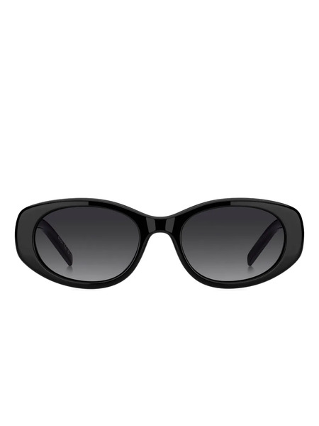  Boss Logo-plaque Oval-frame Sunglasses - Black 