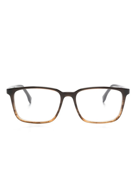  Boss Logo-print Square-frame Glasses - Brown 