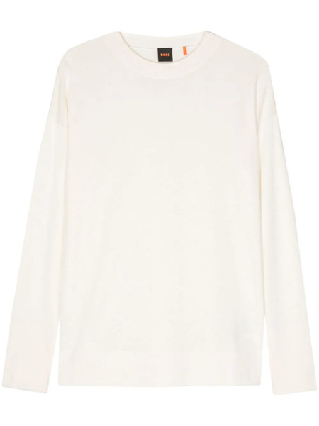  Boss Logo-rubberised Fine-knit Jumper - Neutrals 