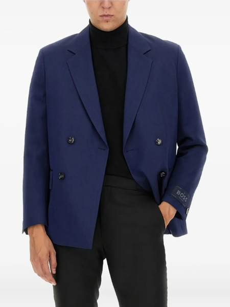  Boss Logo-tab Wool Blazer - Blue 