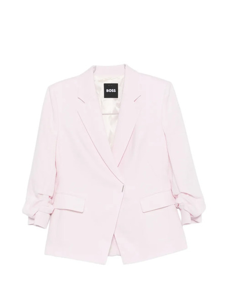  Boss Notch-lapel Gathered-sleeve Blazer - Pink 