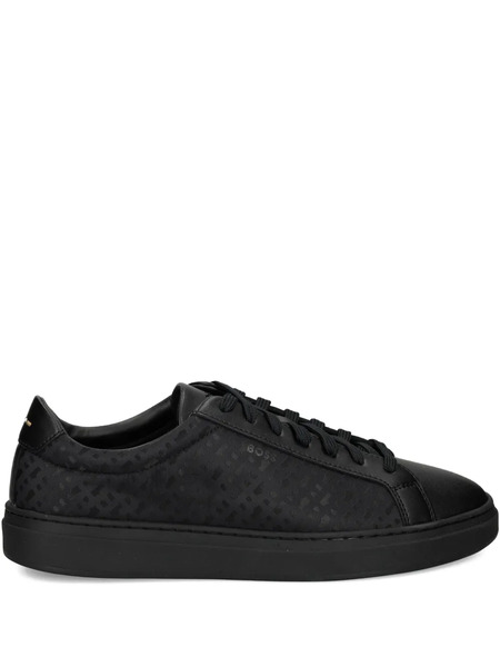  Boss Patterned Leather Sneakers - Black 