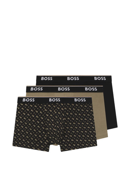  Boss Patterned Logo Boxers Pack Of Three - Black 
