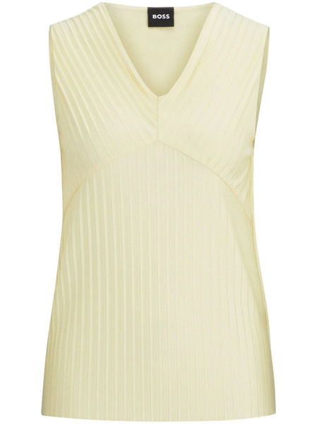  Boss Plissé V-neck Top - Neutrals 
