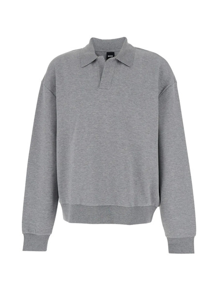  Boss Polo-collar Long-sleeve Sweatshirt - Grey 