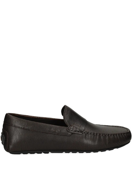  Boss Printed-leather Loafers - Brown 