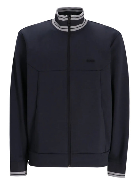  Boss Ribbed-trim Zip-fastening Sweater - Blue 