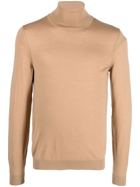  Boss Roll-neck Wool Jumper - Brown 